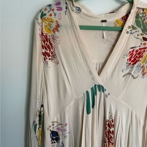 Free People Floral Print Long Sleeve Tunic